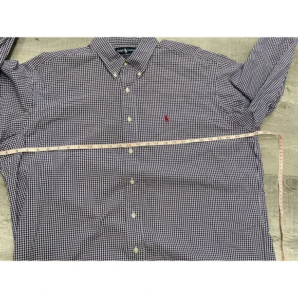 Polo Ralph Lauren Size XL Blake Button Down Shirt Purple Check Red Pony - Picture 4 of 9